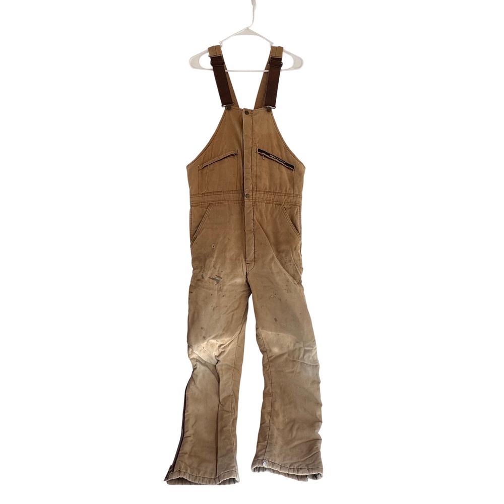 Key Outerwear Mens Insulated Bib Overalls Tan Duck Canvas Quilted USA W001155 ML
